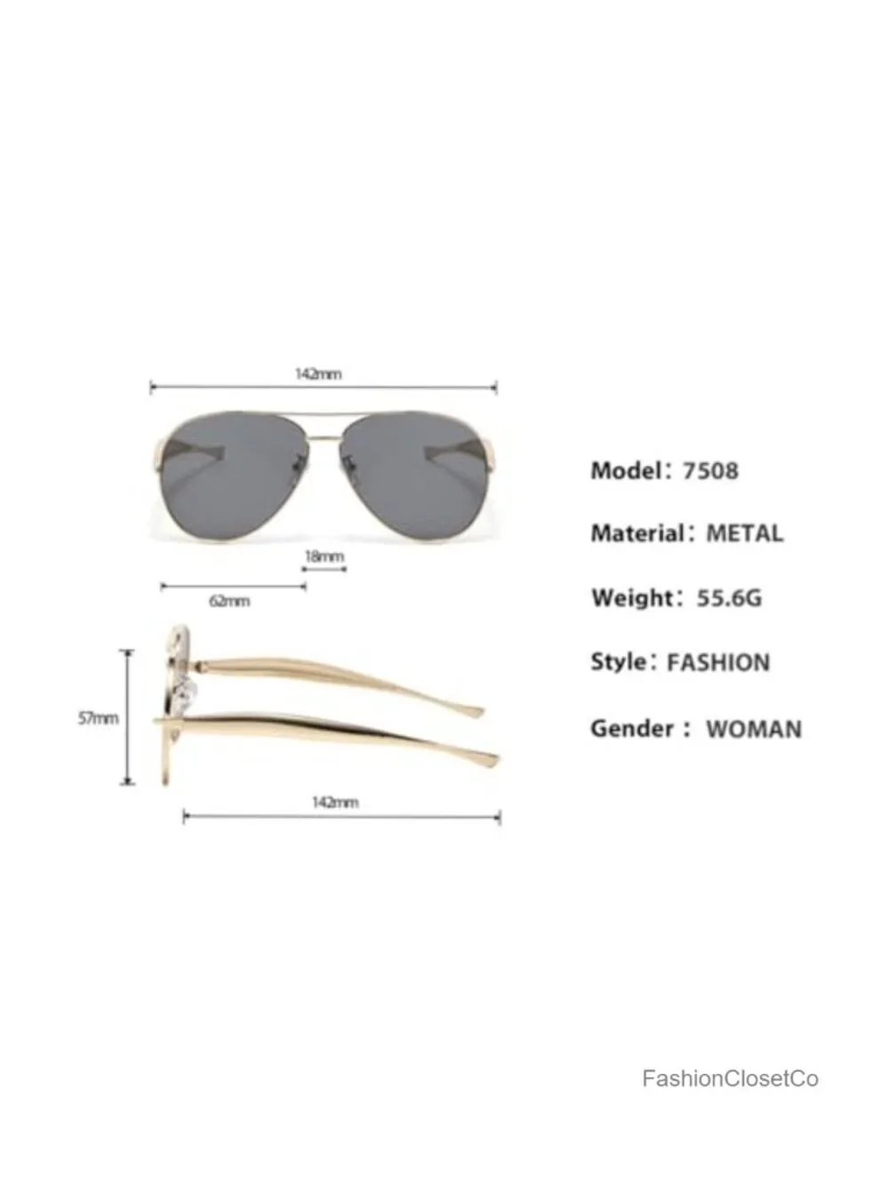 Oversized Pilot Frog Eye Sunglasses Metal Frame UV400 Retro Shades